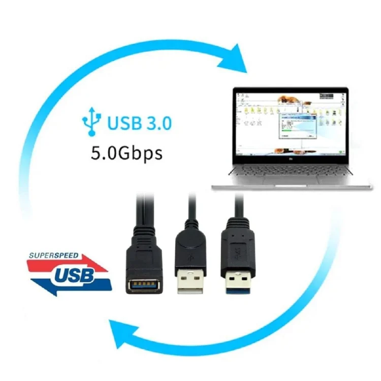 PC6102_5.webp 2 in 1 USB 3.0 Female to USB 2.0 + USB 3.0 Male Cable for Computer / Laptop, Length: 29cm - Image 6