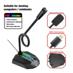 HXSJ TSP202 RGB Lighting Bendable USB Voice Chat Video Conference Microphone - Image 4