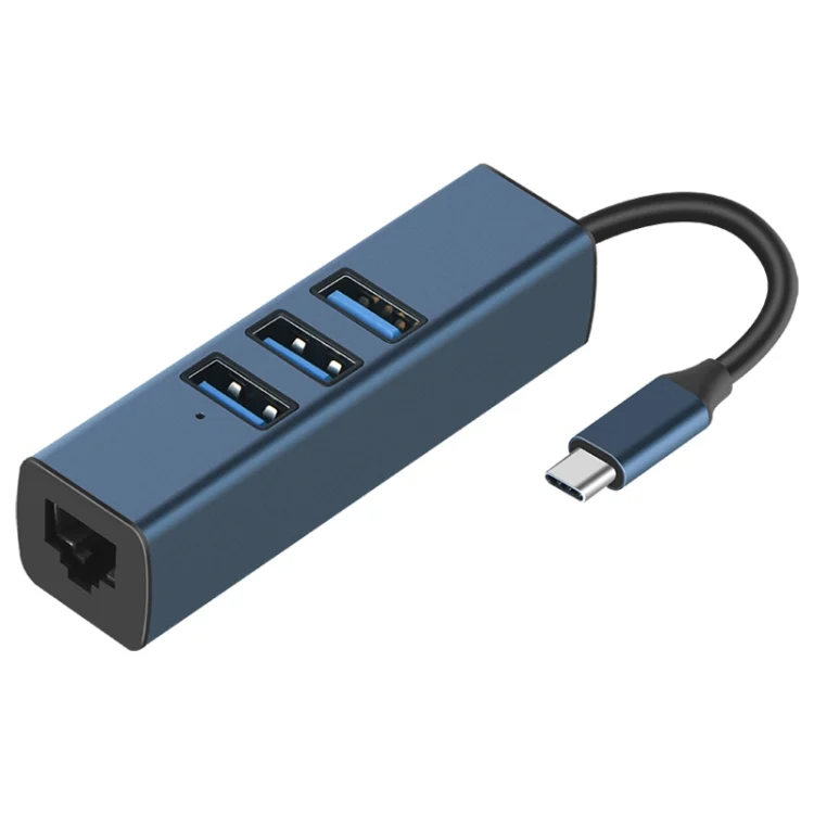 PC6465.webp RDS 6307-3 USB-C / Type-C to USB3.0 + Dual USB2.0 + RJ45 4 in 1 HUB Adapter - Image 1