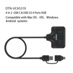 Onten OTN-UCA2310 4 in 2 USB-C / Type-C + USB3.0 4-Ports HUB Docking Station - Image 4