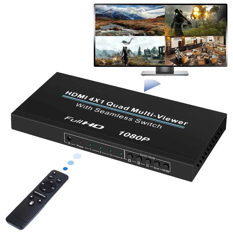 PC6622_1.webp NEWKENG NK-C941 Full HD 1080P HDMI 4x1 Quad Multi-Viewer with Seamless Switch & Remote Control, EU Plug - Image 10