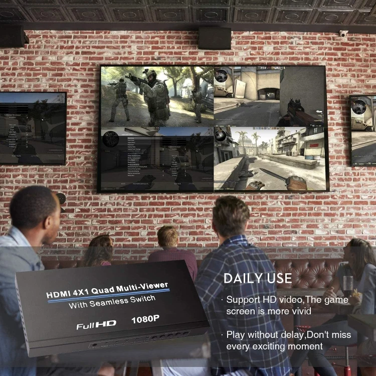 PC6622_B7.webp NEWKENG NK-C941 Full HD 1080P HDMI 4x1 Quad Multi-Viewer with Seamless Switch & Remote Control, EU Plug - Image 8
