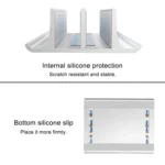 Universal Portable Aluminum Alloy Double Slot Width Adjustable Laptop Vertical Storage Stand Base - Image 4