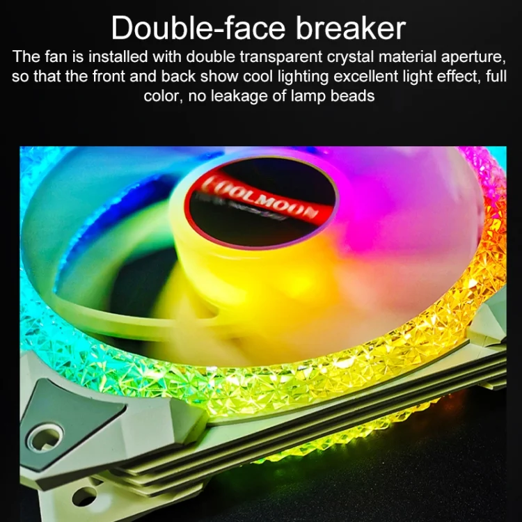 PC6976W_4.webp COOLMOON AS2 PWM Controlled Cooling Fan 12CM Dual-aperture Computer Water Cooling ARGB Chassis Fan - Image 5