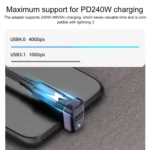 240W USB-C/Type-C Female to USB-C/Type-C Male 40Gbps Straight Adapter with Light - Image 3