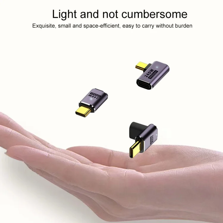 PC7496_4.webp 240W USB-C/Type-C Female to USB-C/Type-C Female 40Gbps Stereo Bend Adapter with Light - Image 5
