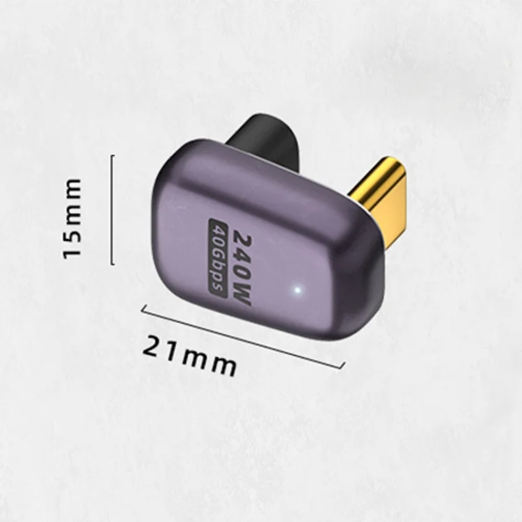 PC7497_1.webp 240W USB-C/Type-C Female to USB-C/Type-C Male 40Gbps U-Type Adapter with Light - Image 2