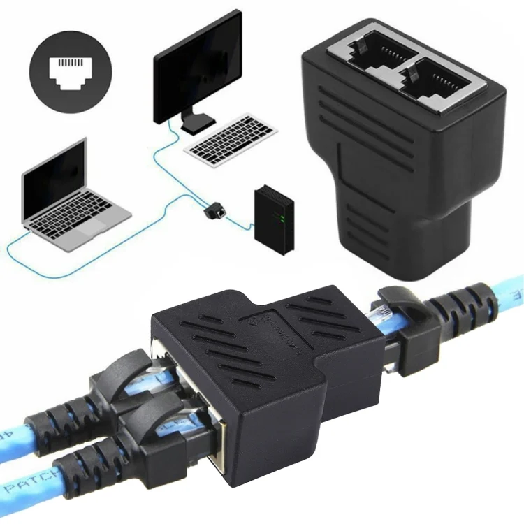 PC7872B.webp Crystal Network Straight Through Head-line Connector Terminal Female to Female Three Head RJ45 Interface Extension Device - Image 1