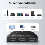 3 Port HDMI 8K Switcher Selector Box with Pigtail Cable - Image 3