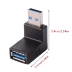 2 PCS L-Shaped USB 3.0 Male to Female 90 Degree Angle Plug Extension Cable Connector Converter Adapter - Image 3
