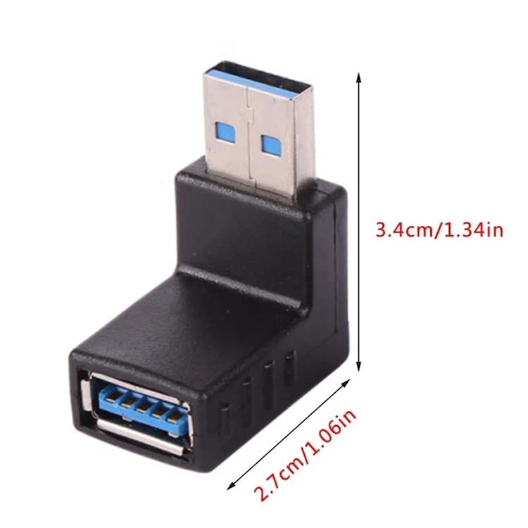PC8426B_2.webp 2 PCS L-Shaped USB 3.0 Male to Female 90 Degree Angle Plug Extension Cable Connector Converter Adapter - Image 3