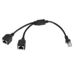 1 to 2 Socket LAN Ethernet Network CAT5 RJ45 Plug Splitter Adapter, Cable Length: 25cm