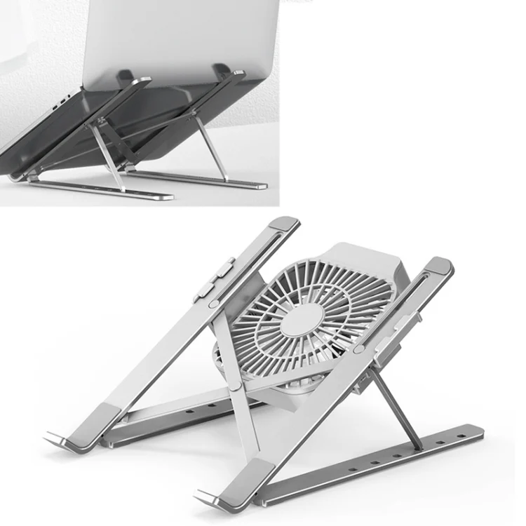 Portable Adjustable Laptop Stand Desktop Lifting Height Increase Rack Folding Heat Dissipation Holder, Style: Fan