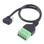U-shaped Elbow USB-C / Type-C Male to 5 Pin Green Pluggable Terminal Solder-free Connector Cable - Image 2