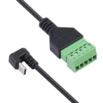 U-shaped Elbow USB-C / Type-C Male to 5 Pin Green Pluggable Terminal Solder-free Connector Cable - Image 3