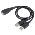 USB Female to 2 USB Male Cable, Length: About 30cm - Image 2