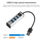 USB to 4 USB 3.0 Ports Aluminum Alloy HUB with Switch - Image 2