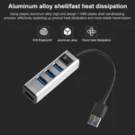 USB to 4 USB 3.0 Ports Aluminum Alloy HUB with Switch - Image 6