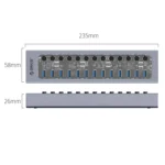 ORICO AT2U3-13AB-GY-BP 13 Ports USB 3.0 HUB with Individual Switches & Blue LED Indicator, US Plug - Image 3