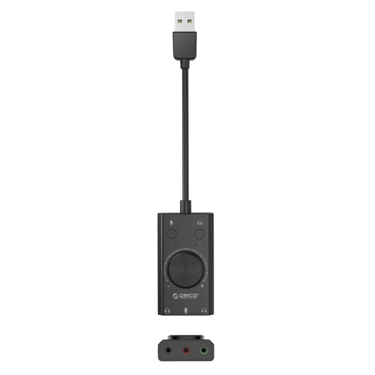 PC9528B_3.webp ORICO SC2 Multi-function USB External Driver-free Sound Card with 2 x Headset Ports & 1 x Microphone Port & Volume Adjustment - Image 4