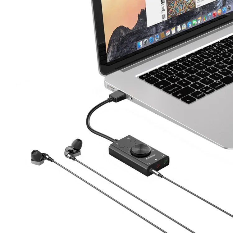 PC9528B_5.webp ORICO SC2 Multi-function USB External Driver-free Sound Card with 2 x Headset Ports & 1 x Microphone Port & Volume Adjustment - Image 6
