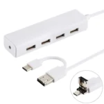 3 in 1 USB-C / Type-C + Micro USB + 4 x USB 2.0 Ports HUB Converter, Cable Length: 12cm