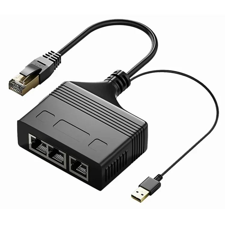 PC9831.webp Male RJ45 3 in 1 100M Network Splitter Cable Ethernet Network Coupler - Image 1