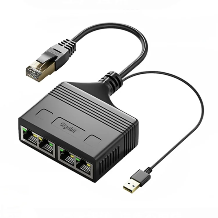 PC9837.webp Male RJ45 4 in 1 Gigabit Network Splitter Cable Ethernet Network Coupler - Image 1