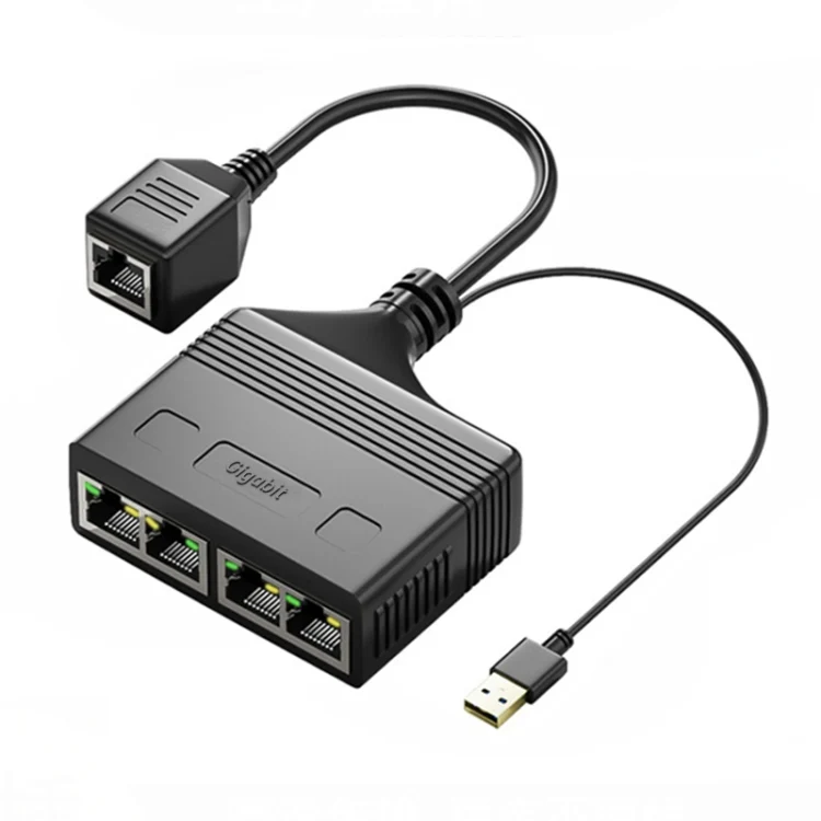 PC9838.webp Female RJ45 4 in 1 Gigabit Network Splitter Cable Ethernet Network Coupler - Image 1