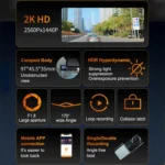 U06 2K Ultra HD Night Vision WiFi Car Driving Recorder Support Mobile APP - Image 3