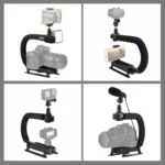 PULUZ U/C Shape Portable Handheld DV Bracket Stabilizer + Video Shotgun Microphone Kit with Cold Shoe Tripod Head  for All SLR Cameras and Home DV Camera - Image 6