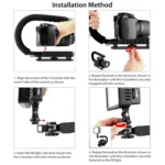 PULUZ U/C Shape Portable Handheld DV Bracket Stabilizer + Video Shotgun Microphone Kit with Cold Shoe Tripod Head  for All SLR Cameras and Home DV Camera - Image 7