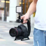 PULUZ U/C Shape Portable Handheld DV Bracket Stabilizer + LED Fill Light Kit with Cold Shoe Tripod Head for All SLR Cameras and Home DV Camera - Image 9