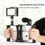 PULUZ 3 in 1 Vlogging Live Broadcast LED Selfie Light Smartphone Video Rig Kits with Microphone + Cold Shoe Tripod Head for iPhone, Galaxy, Huawei, Xiaomi, HTC, LG, Google, and Other Smartphones - Image 5
