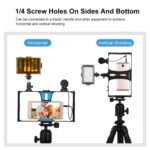 PULUZ 3 in 1 Vlogging Live Broadcast LED Selfie Light Smartphone Video Rig Kits with Microphone + Cold Shoe Tripod Head for iPhone, Galaxy, Huawei, Xiaomi, HTC, LG, Google, and Other Smartphones - Image 6