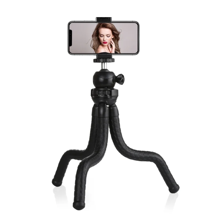 PKT3042_1.webp PULUZ Mini Octopus Flexible Tripod Holder with Ball Head & Phone Clamp + Tripod Mount Adapter & Long Screw for SLR Cameras, GoPro, Cellphone, Size: 30cmx5cm - Image 2