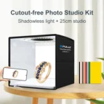 PULUZ 25cm Folding Portable High CRI Ring LED Photo Lighting Studio Tent Box + Shadowless Light Lamp Panel Pad with 12 Colors Backdrops, Size: 25cm x 25cm x 25cm - Image 2
