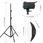 PULUZ 120W Photo Studio Strobe Flash Light Kit with Softbox Reflector & Tripod - Image 2