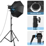 PULUZ 120W Photo Studio Strobe Flash Light Kit with Softbox Reflector & Tripod - Image 3