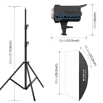 PULUZ 120W Photo Studio Strobe Flash Light Kit with Softbox Reflector & Tripod - Image 3