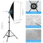 PULUZ LED Light Studio Softbox Photography Kit with Background & Reflective & Tripod Mount & Sandbags - Image 2