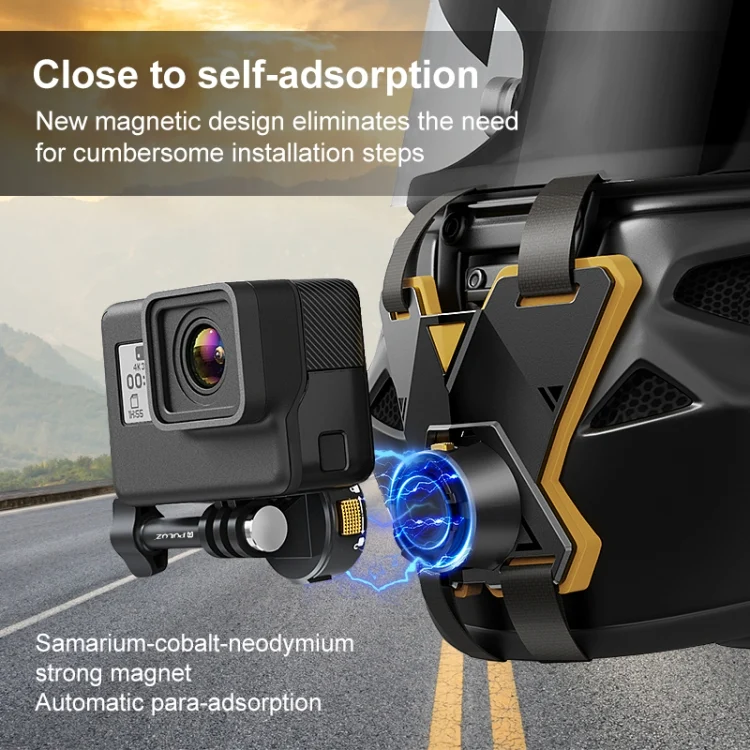 PU1052B_1.webp PULUZ Magnetic Quick Release Motorcycle Helmet Chin Strap Mount - Image 2