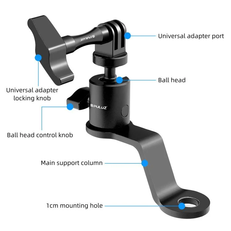 PU1056B_2.webp PULUZ Motorcycle Rearview Mirror Aluminum Alloy Action Camera Holder Mount - Image 3