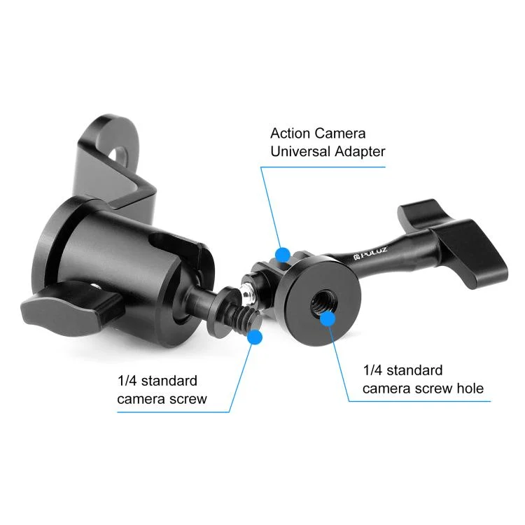 PU1056B_3.webp PULUZ Motorcycle Rearview Mirror Aluminum Alloy Action Camera Holder Mount - Image 4