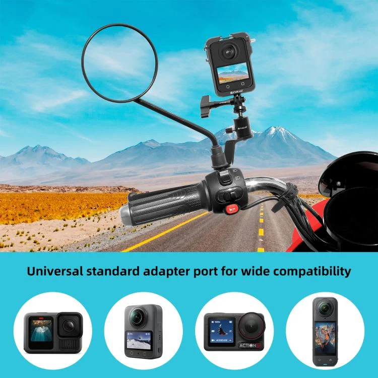 PU1056B_5.webp PULUZ Motorcycle Rearview Mirror Aluminum Alloy Action Camera Holder Mount - Image 6