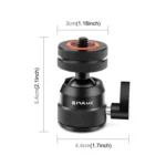 PULUZ Multifunctional Aluminum Alloy Mini Ball Head Tripod Mount Adapter, Cold Shoe & 1/4 Screw Dual-Use - Image 2