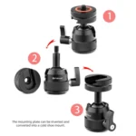 PULUZ Multifunctional Aluminum Alloy Mini Ball Head Tripod Mount Adapter, Cold Shoe & 1/4 Screw Dual-Use - Image 7