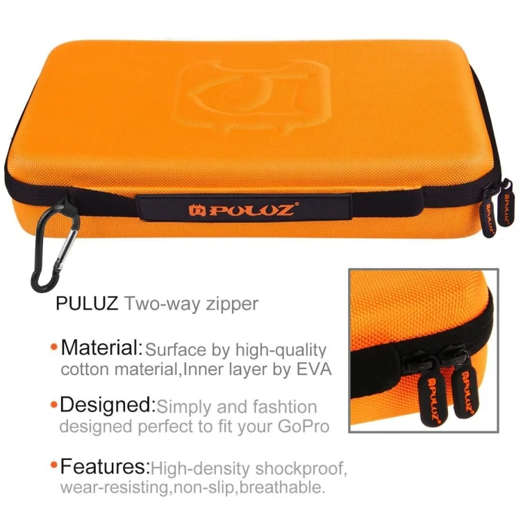 PU170_3.webp PULUZ Waterproof Carrying and Travel Case for for GoPro, Insta360, DJI and Other Action Cameras Accessories, Large Size: 32cm x 22cm x 7cm(Orange) - Image 4