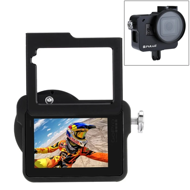 PULUZ Housing Shell CNC Aluminum Alloy Protective Cage with Insurance Frame & 52mm UV Lens for GoPro HERO(2018) /7 Black /6 /5