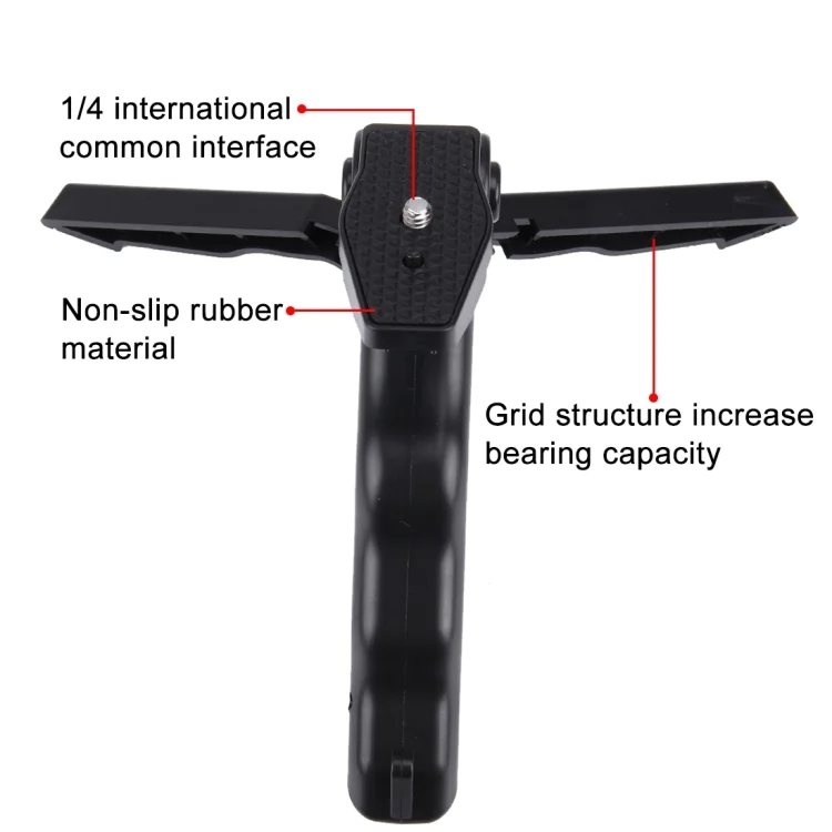 PU191_2.webp PULUZ Grip Folding Tripod Mount with Adapter & Screws for GoPro, Insta360, DJI and Other Action Cameras, Load Max: 2kg(Black) - Image 3